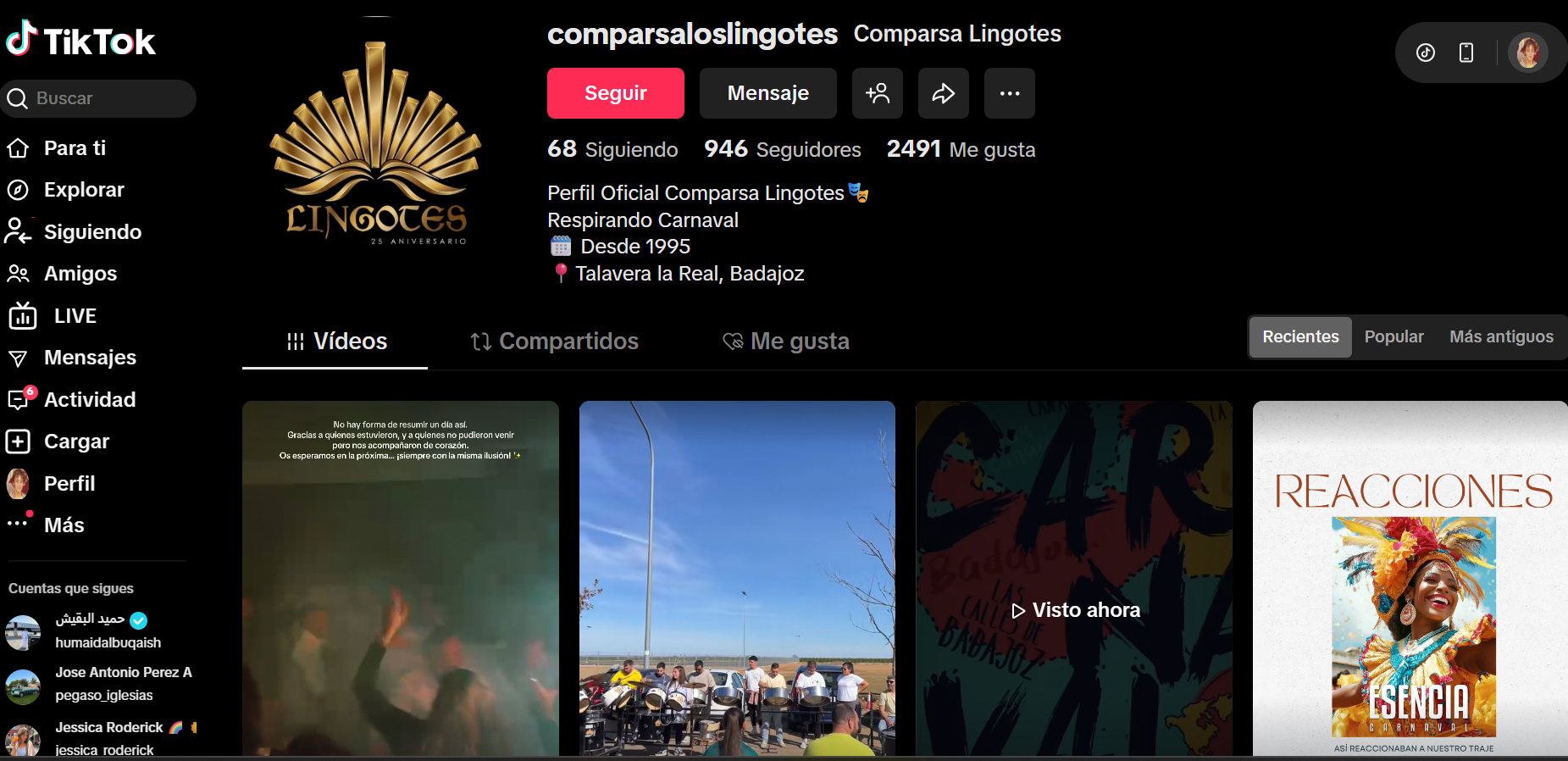 Publicación en redes: Carnaval Talavera 2026